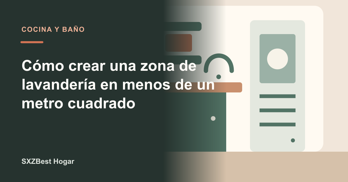 Lavadora con estantes superiores y cesta estrecha en un espacio compacto